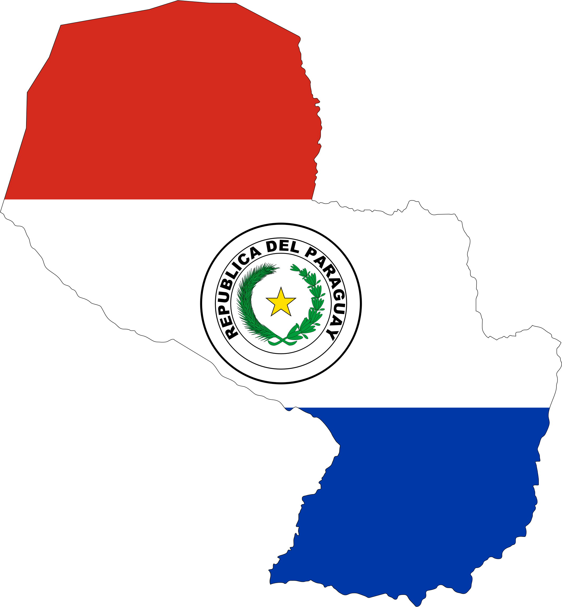 Paraguay Mapwith Flag Overlay PNG with transparent background