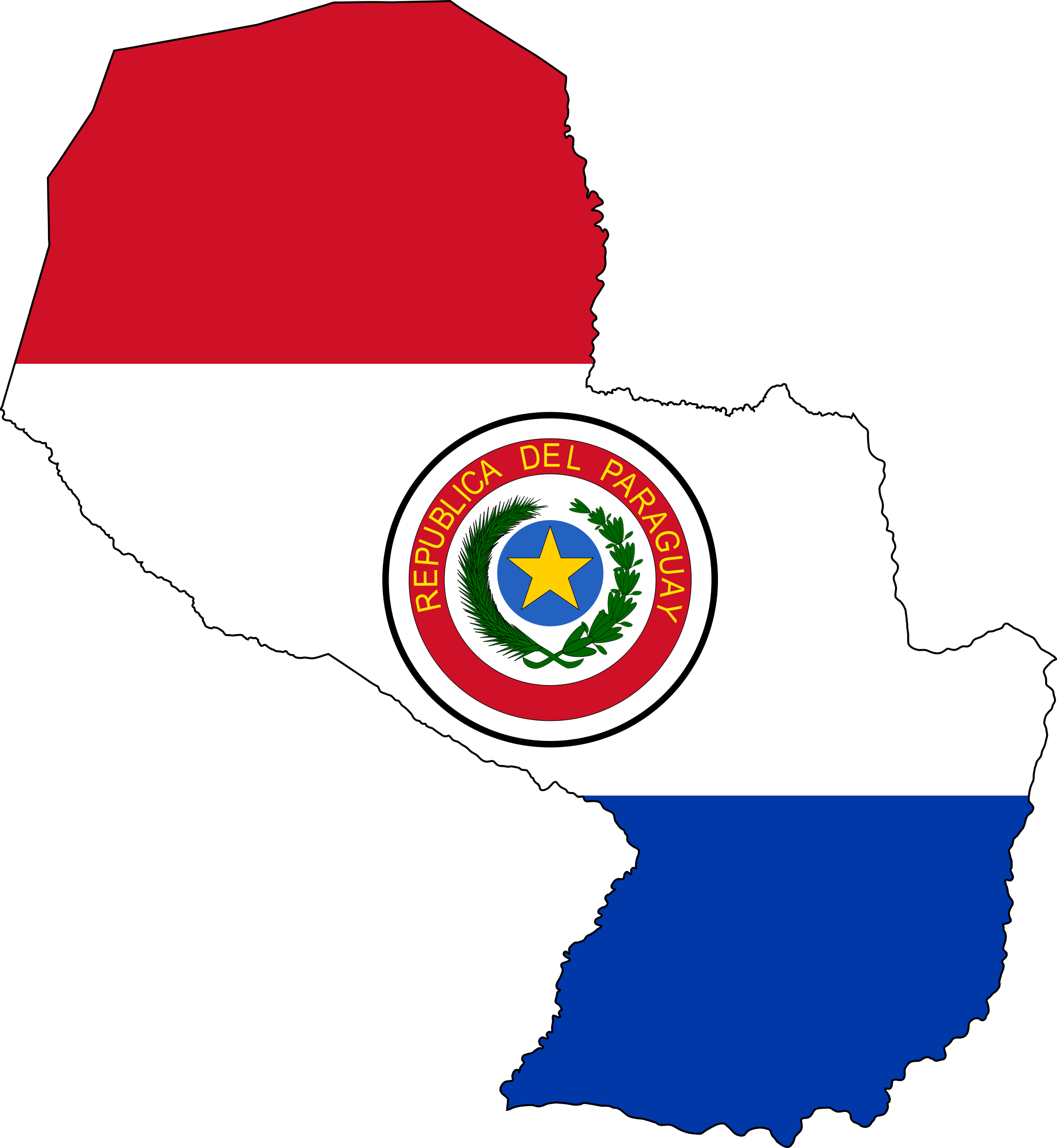Paraguay Mapwith Flagand Coatof Arms PNG with transparent background