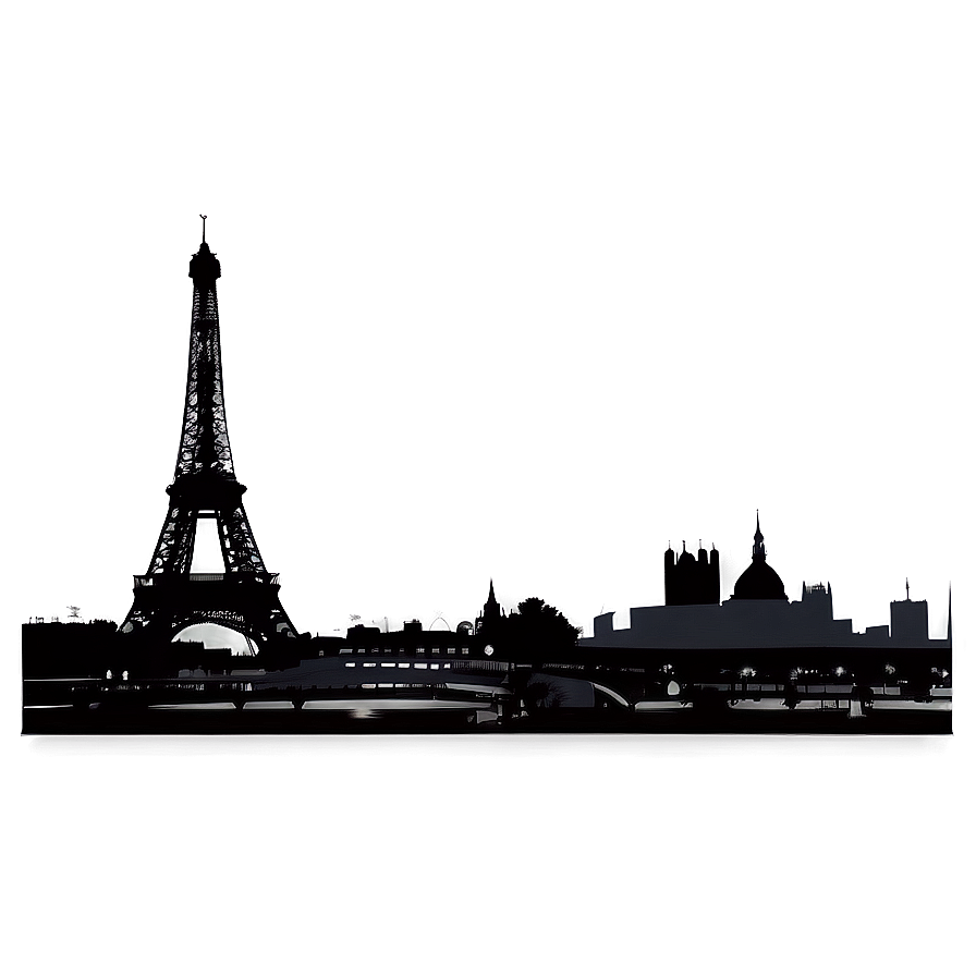 Paris Skyline Silhouette PNG pdu PNG with transparent background
