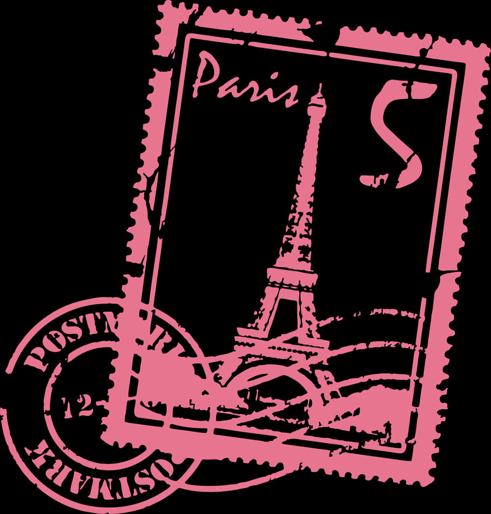 Pink Paris Stamp PNG with transparent background