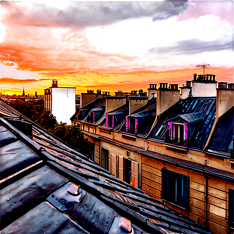 Paris Sunset Over Rooftops Png 06232024