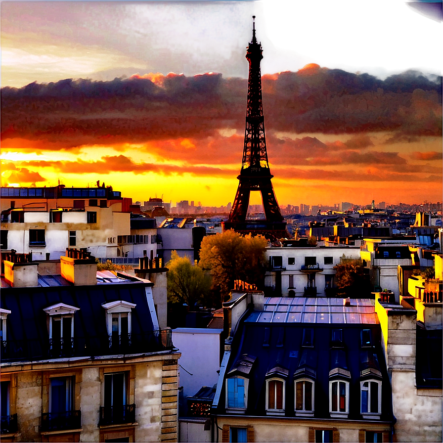 Paris Sunset Over Rooftops Png Ube1