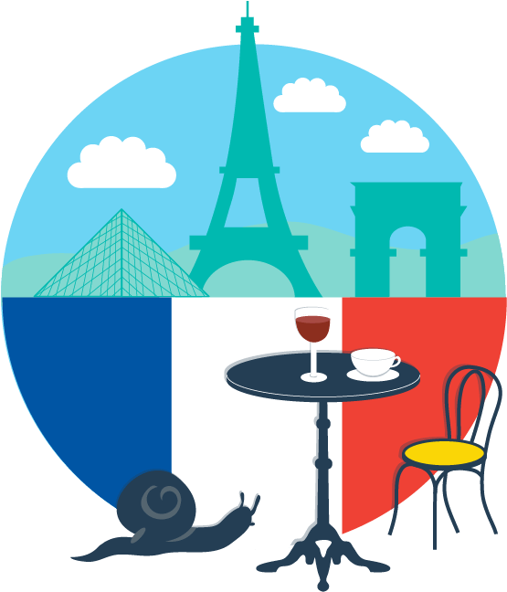 Parisian Culture Iconsand French Flag PNG with transparent background