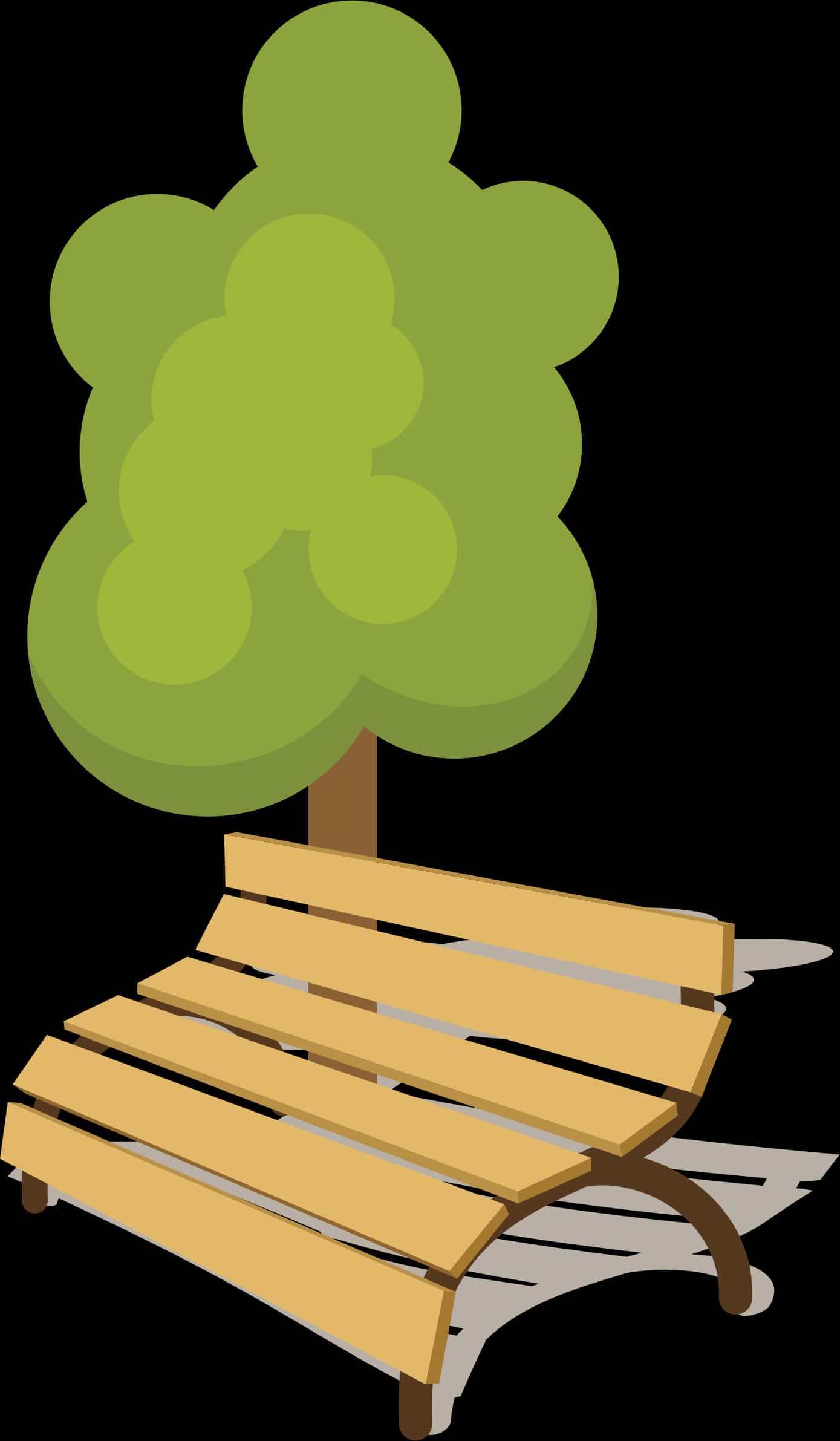 Park Bench Under Tree Vector Illustration