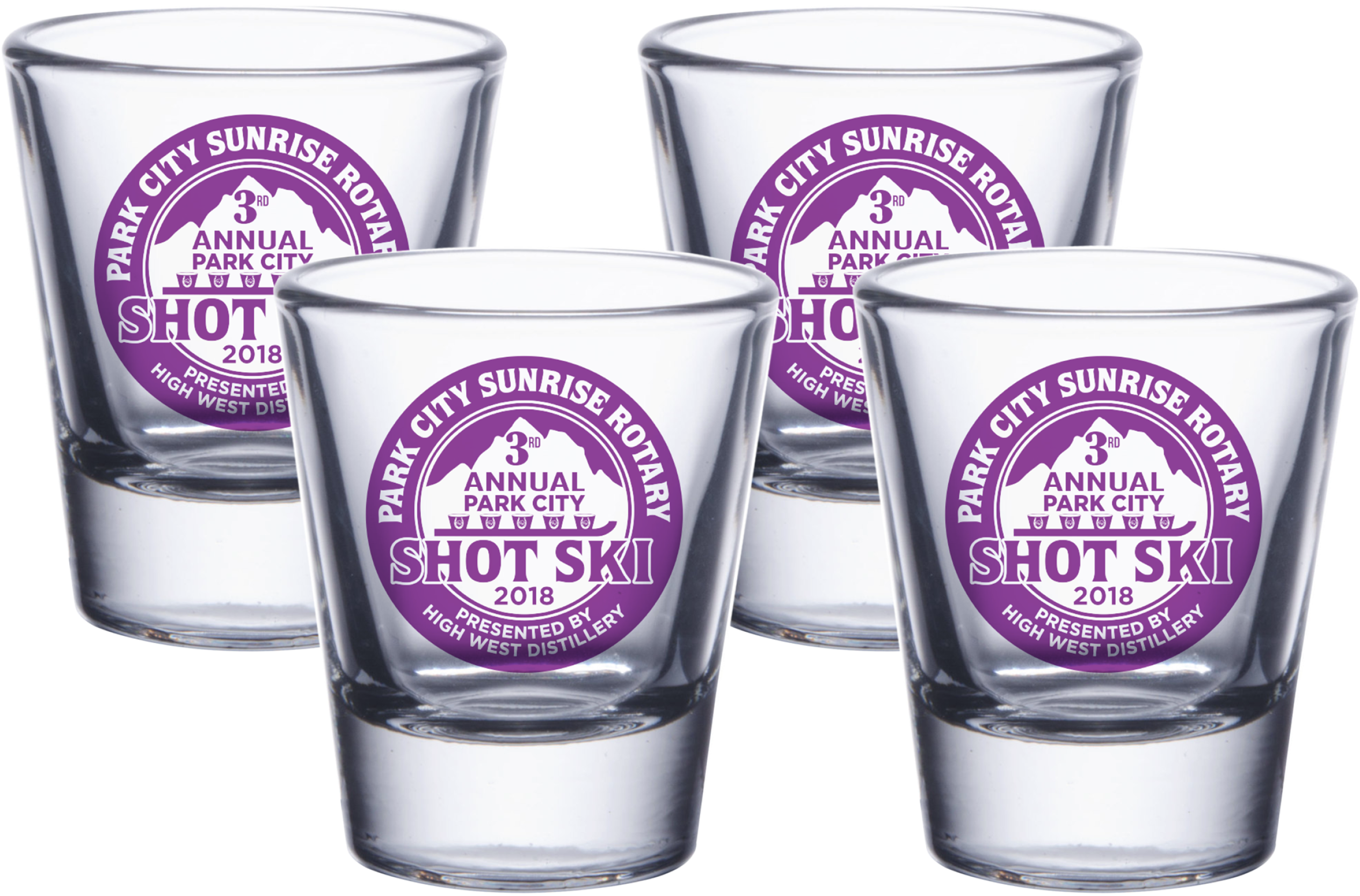 Park City Sunrise Rotary Shot Glasses2018