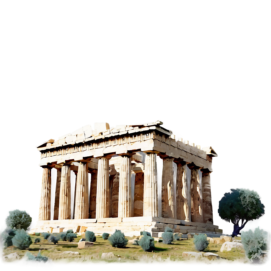 Parthenon And Olive Trees Png Faf1