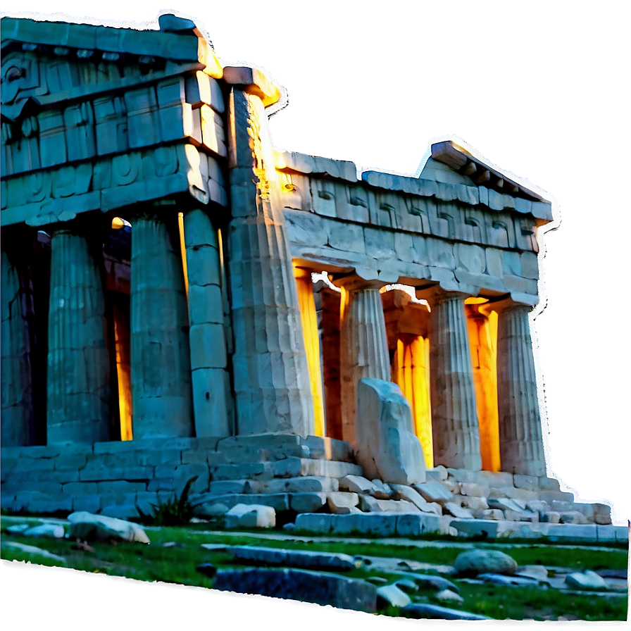 Parthenon Glowing At Dusk Png 61