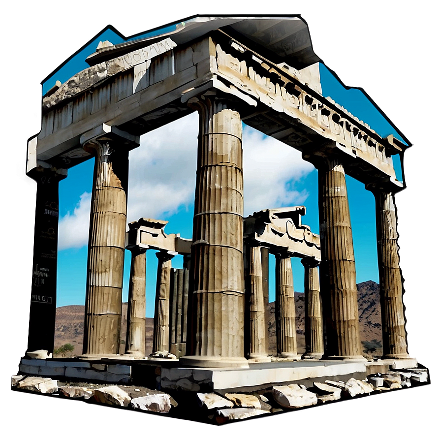 Parthenon With Clouds Background Png 22