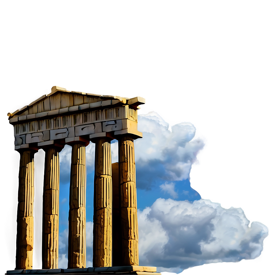 Parthenon With Clouds Background Png Ibg42