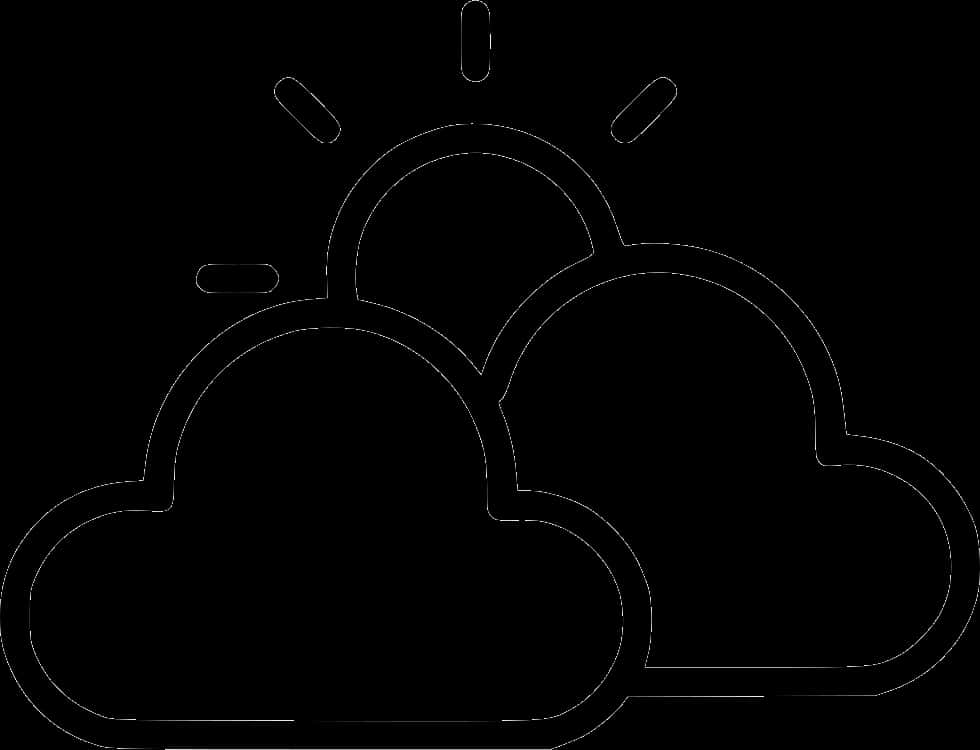 Partly Cloudy Weather Outline PNG with transparent background