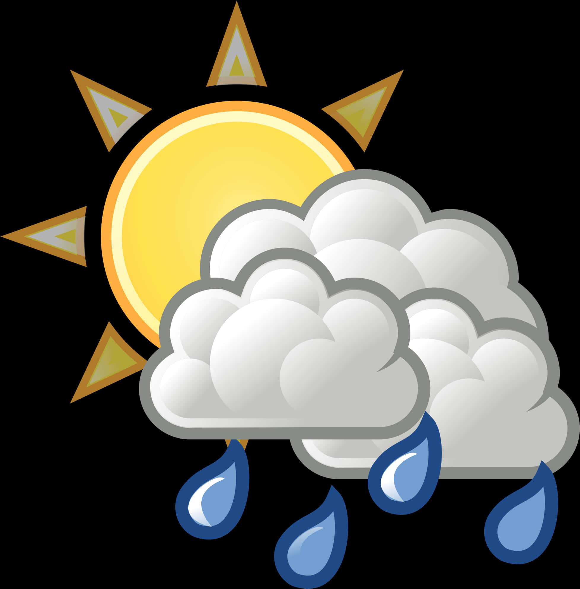 Partly Cloudywith Rain Icon PNG with transparent background