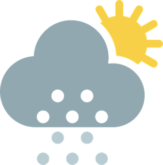 Partly Cloudywith Sunand Snowflakes PNG with transparent background