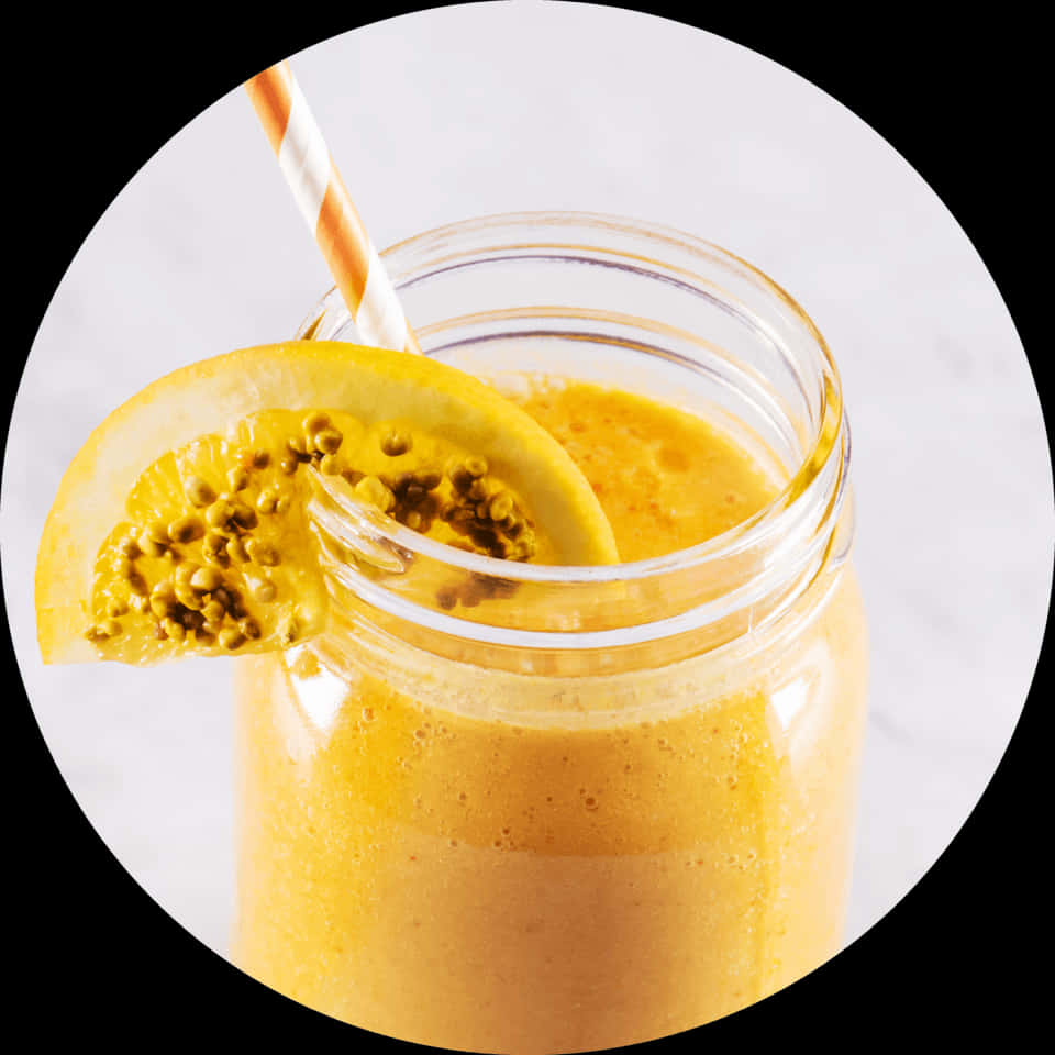 Passion Fruit Smoothiein Mason Jar