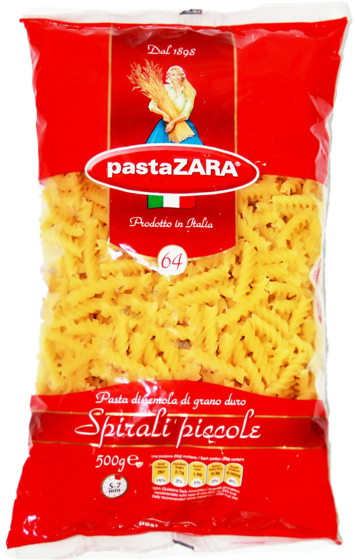 Pasta Zara Spirali Piccole500g Package