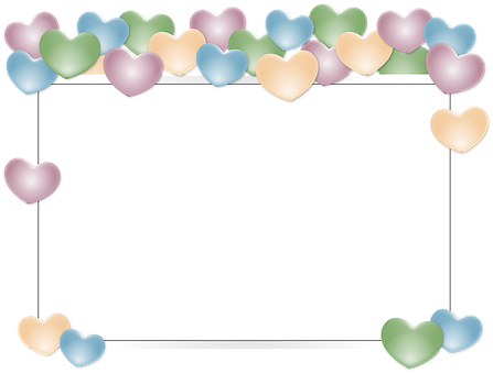 Pastel Hearts Frame PNG with transparent background
