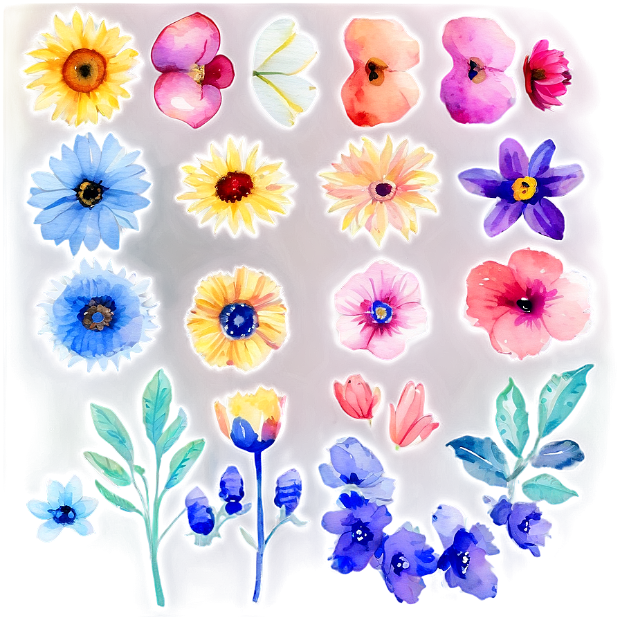 Pastel Watercolor Florals Png 87