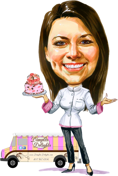 Pastry Chef Caricaturewith Cakeand Van