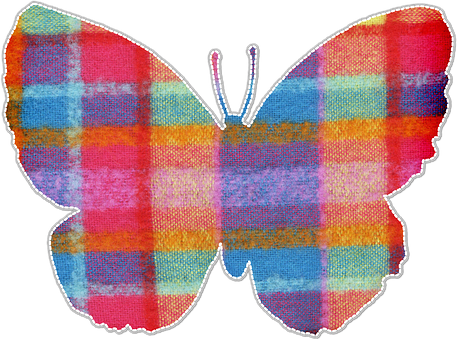 Patchwork Butterfly Artwork PNG with transparent background