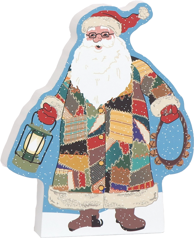 Patchwork Coat Santa Claus PNG with transparent background