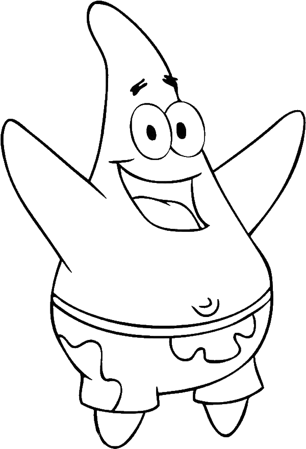 Patrick Star Cartoon Outline PNG with transparent background