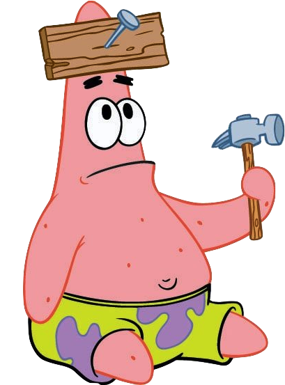 Patrick Star Hammering Nail PNG with transparent background