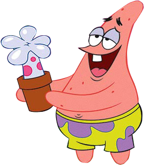 Patrick Star Holding Flower Pot PNG with transparent background