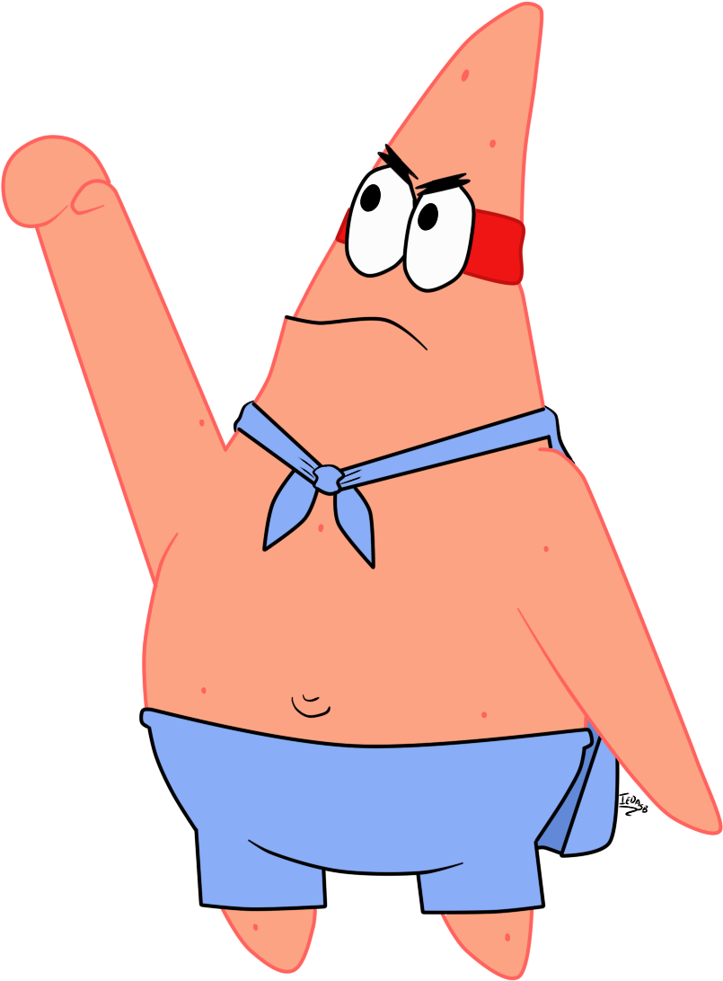 Patrick Star Raising Hand Illustration PNG with transparent background