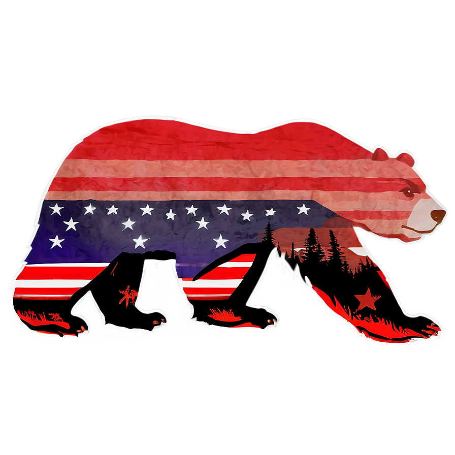 Patriotic California Bear Png 06262024