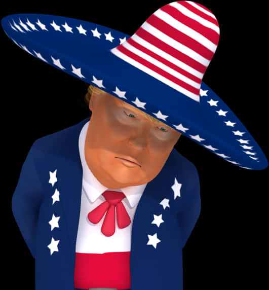 Patriotic Caricaturewith Sombrero