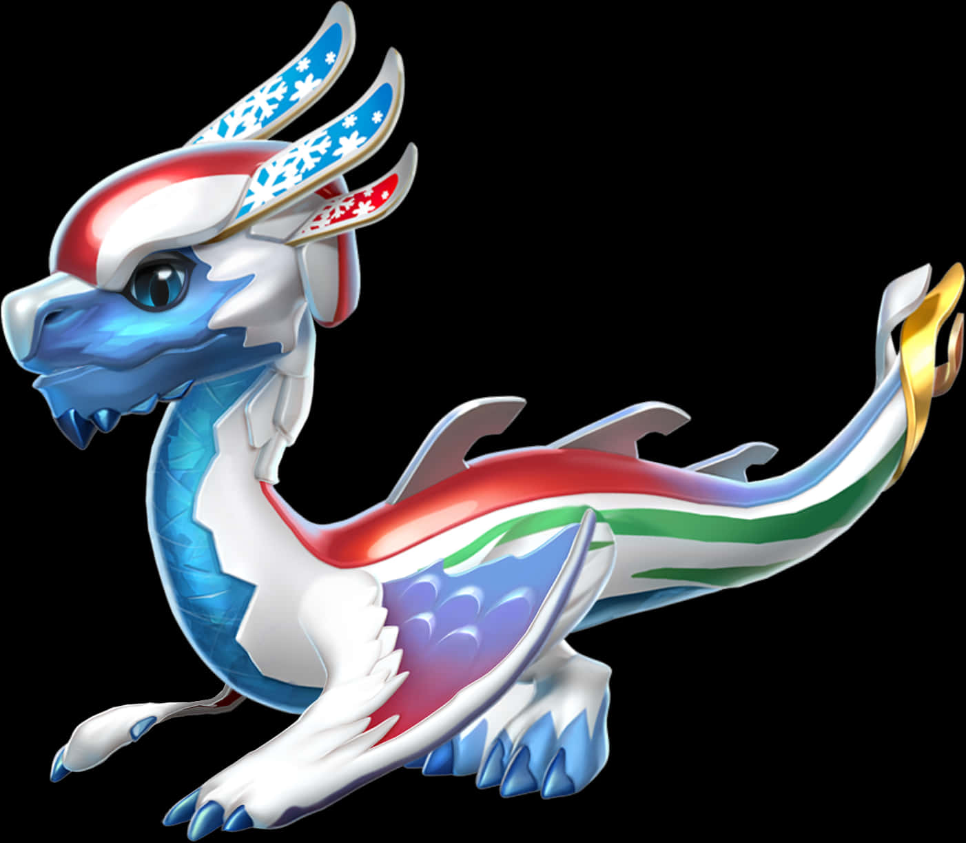 Patriotic Dragon Cartoon PNG with transparent background