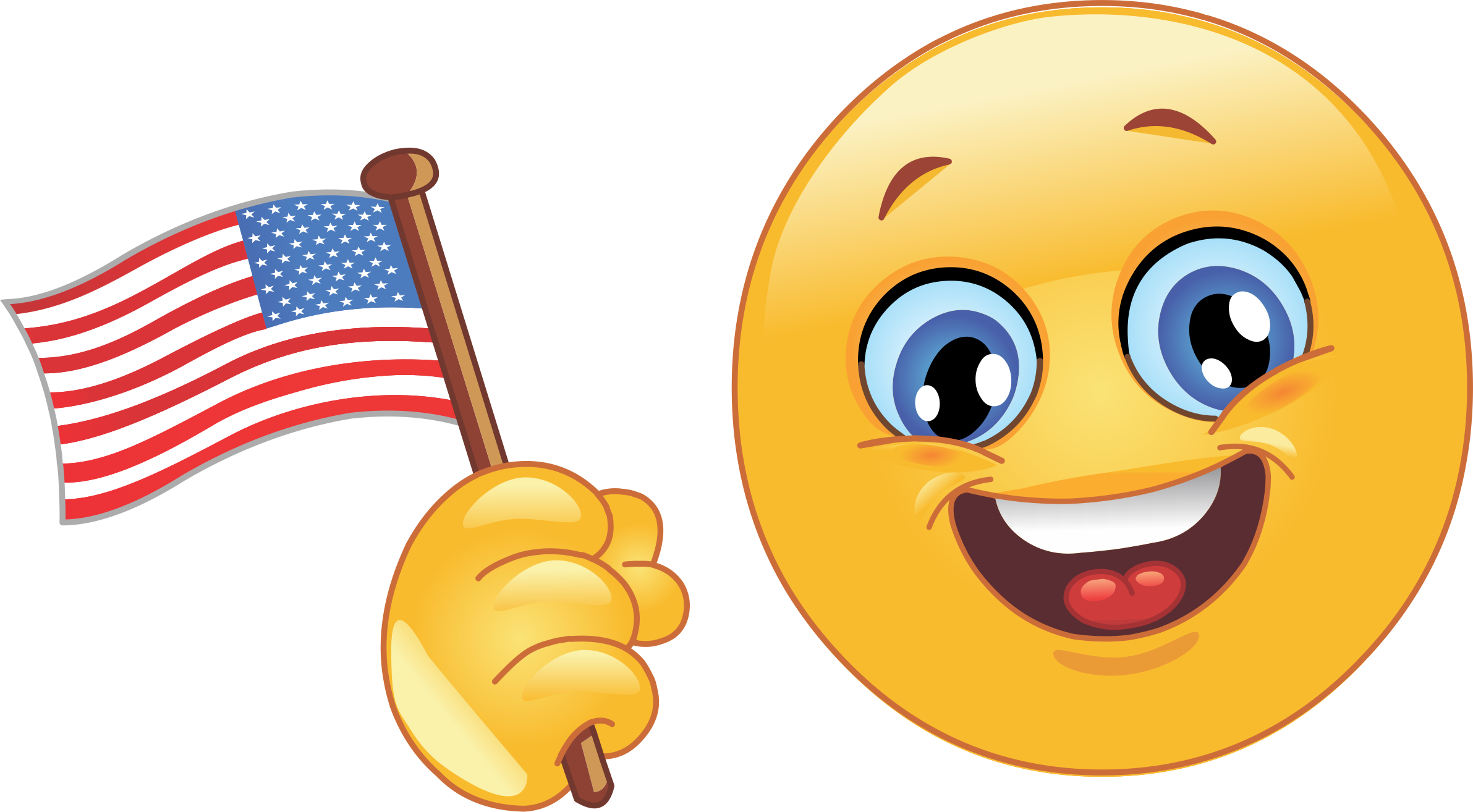 Patriotic Emoji Holding American Flag