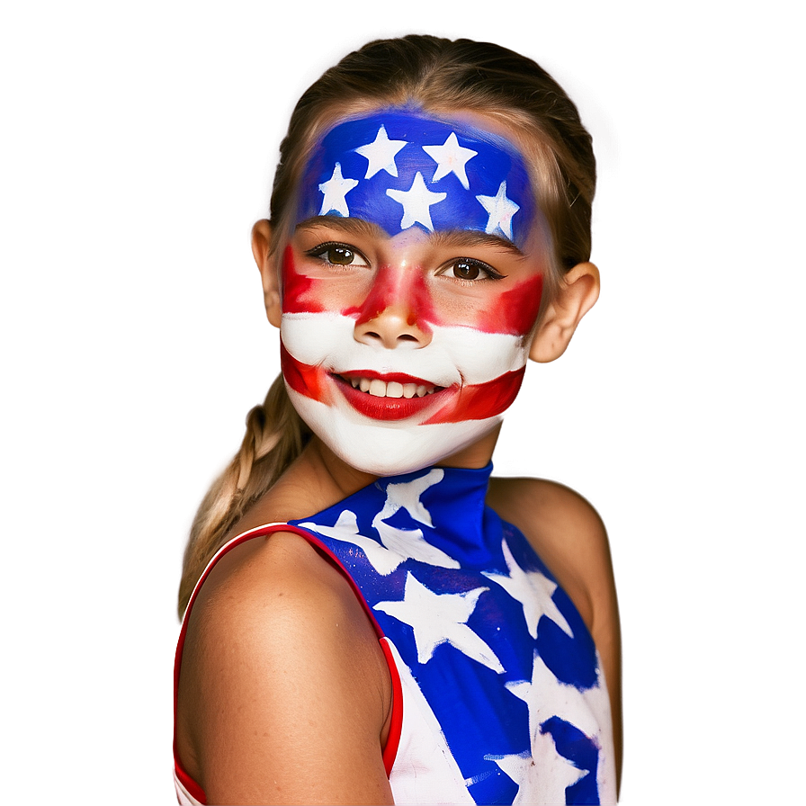 Patriotic Face Paint On 4th Of July Png Btw51