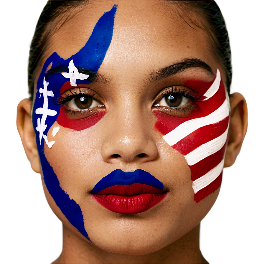 Patriotic Face Paint On 4th Of July Png Gho