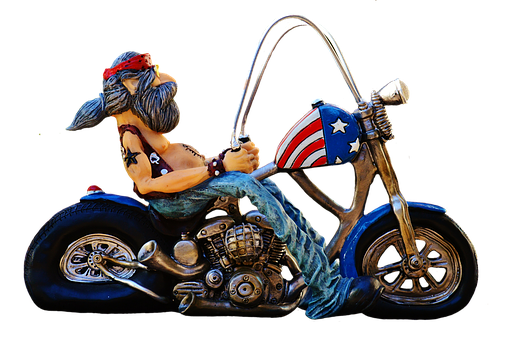Patriotic Fantasy Biker Figurine PNG with transparent background