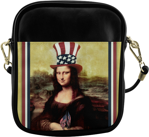 Patriotic Mona Lisa Crossbody Bag