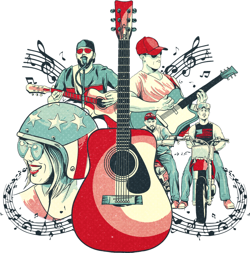 Patriotic Musicians Graphic Illustration