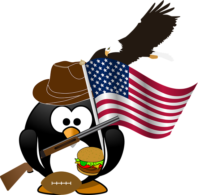 Penguin, Flag, Eagle, American, Patriotic, Burger, - Bald Eagle Flying Clip Art, HD Png Download PNG with transparent background