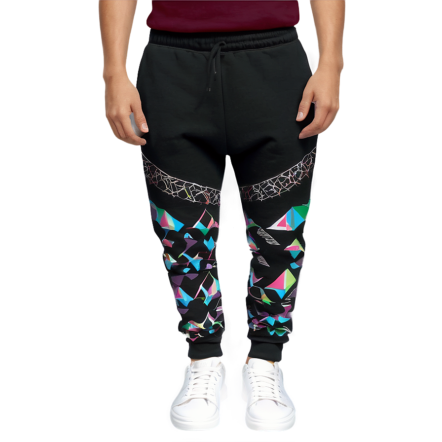 Patterned Black Sweatpants Png Shu