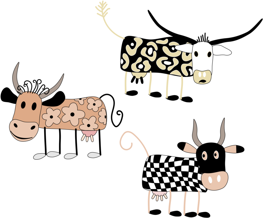 Patterned Cartoon Cows Illustration