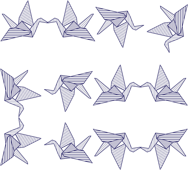 Patterned Origami Craneson Blue