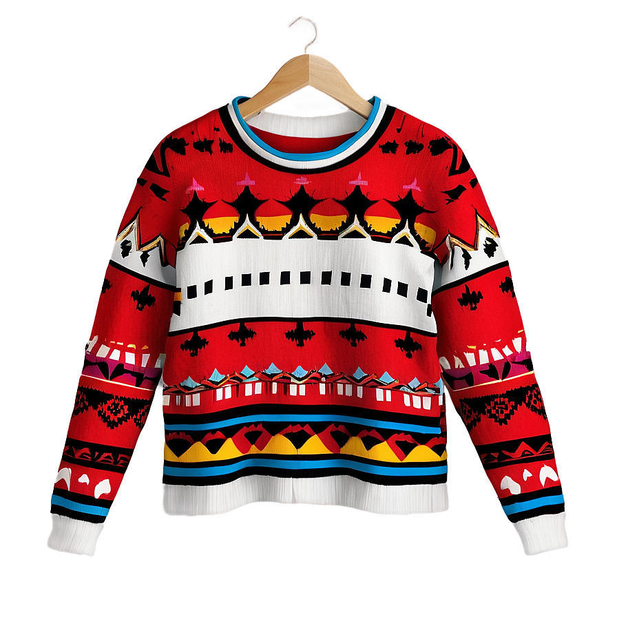 Patterned Red Sweater Png Bwl39