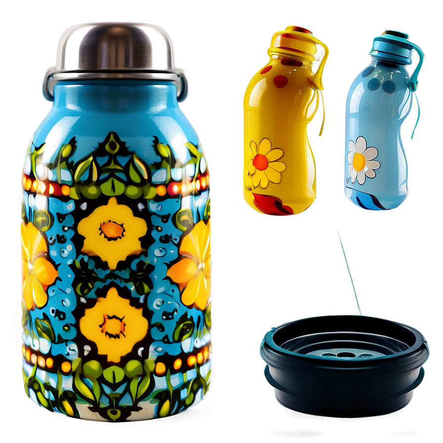 Patterned Reusable Water Bottle Png 64