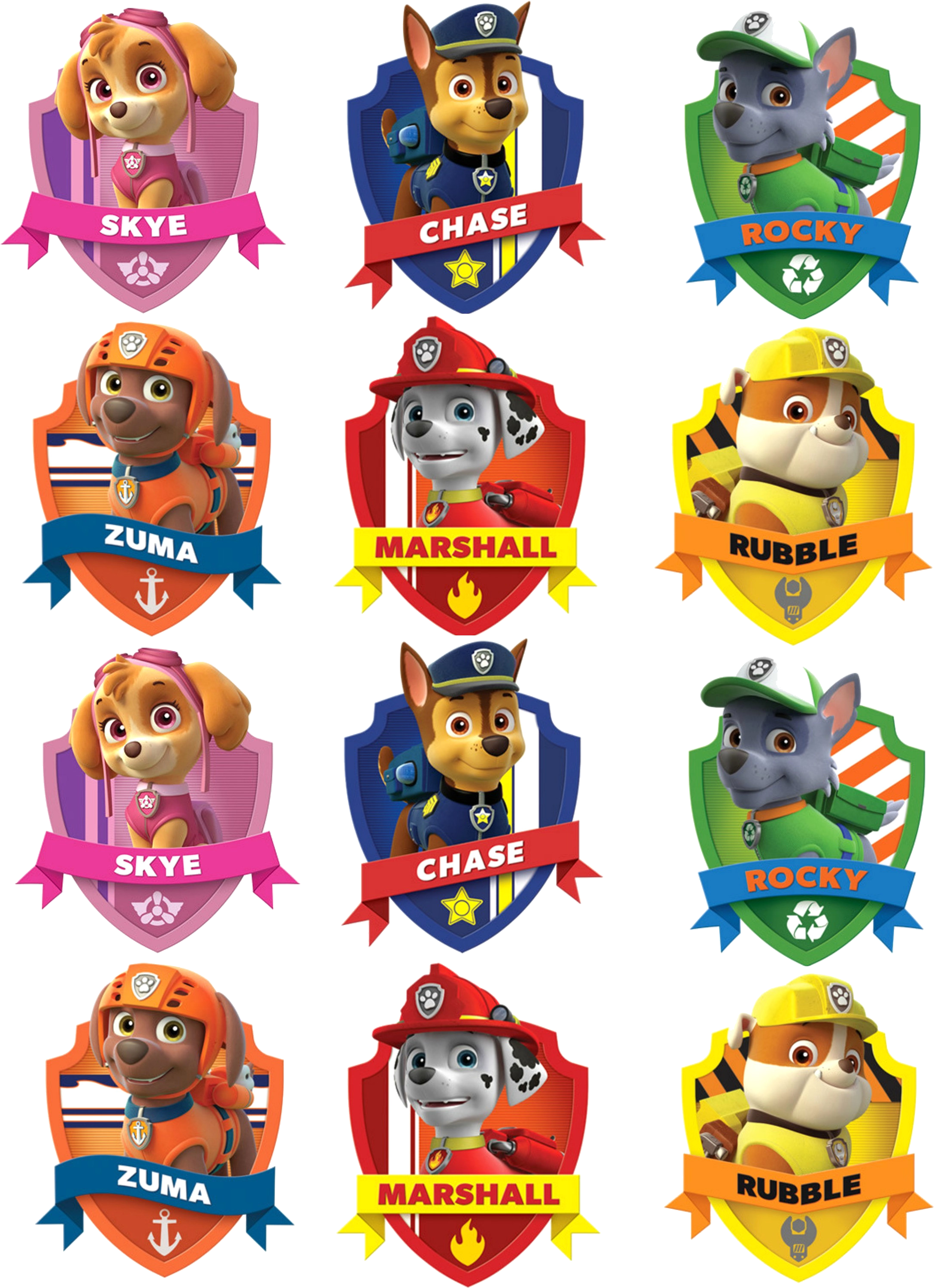 Paw Patrol Characters Shields