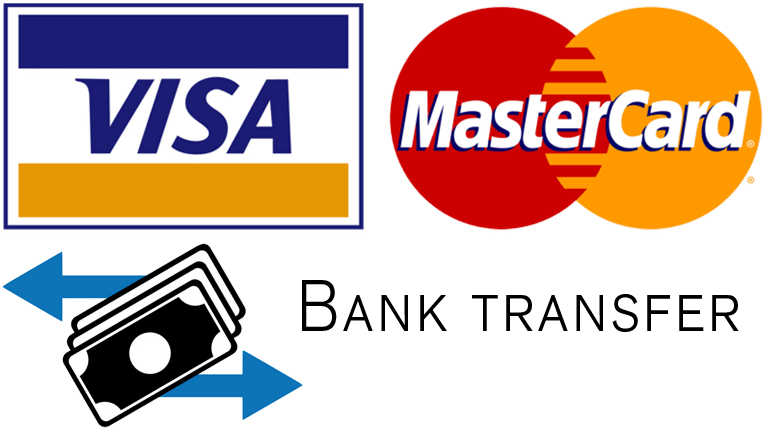 Payment Options Visa Mastercard Bank Transfer