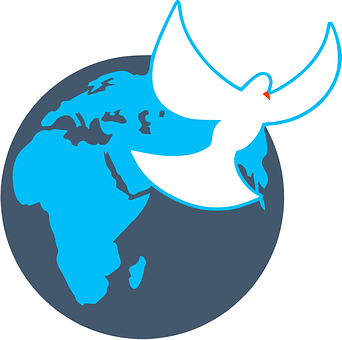 Peace Dove Over Blue Globe PNG with transparent background