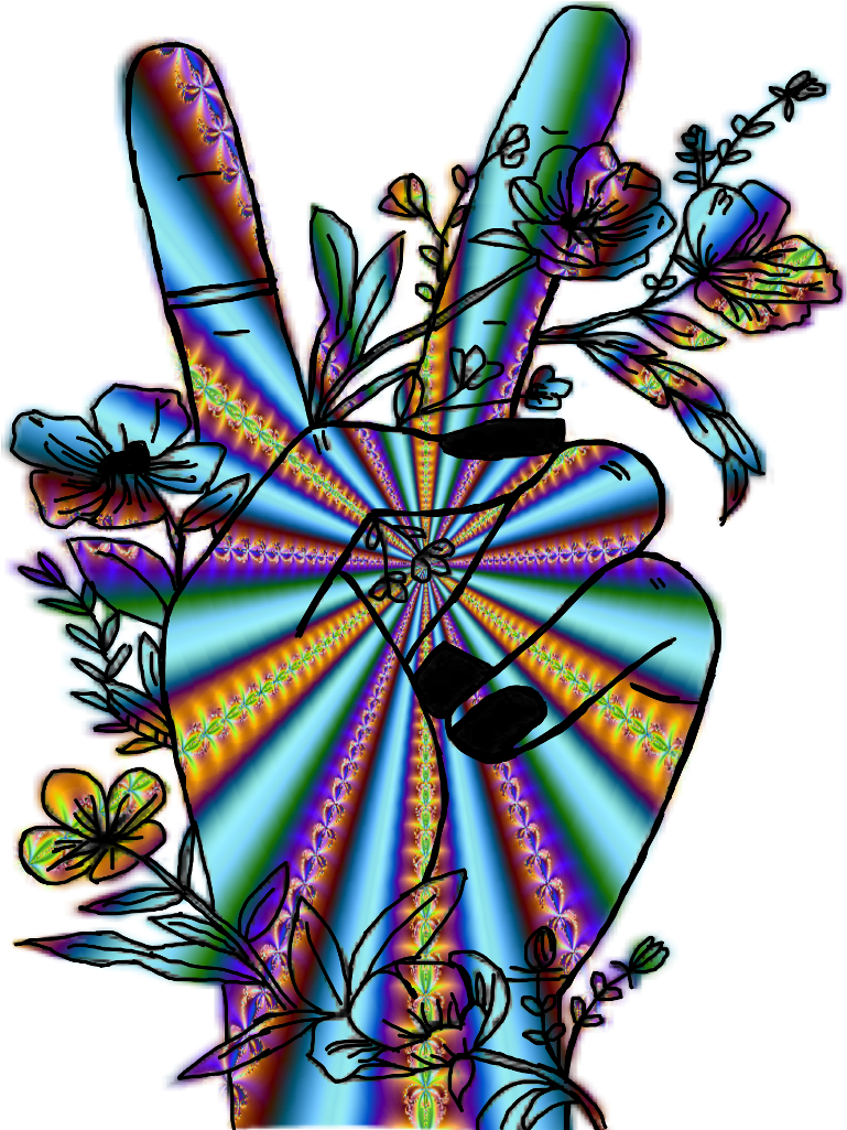 Peace Hippie Trippy Psychedelic Hand Signlanguage Peace - Trippy Peace Sign Hand, HD Png Download PNG with transparent background