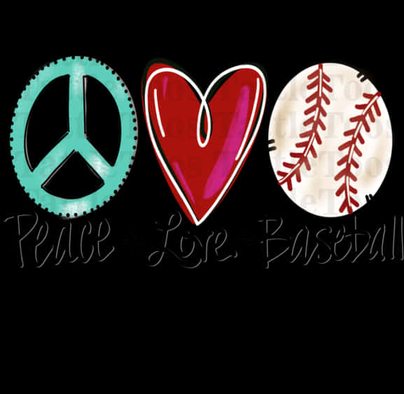 Peace Love Baseball Graphic PNG with transparent background
