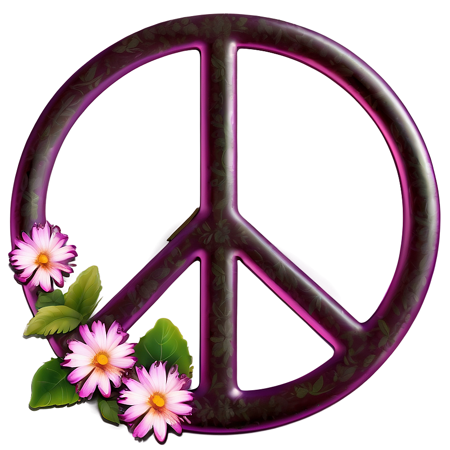 Peace Sign with Flowers PNG ics76 PNG image with a transparent background, free high-resolution download