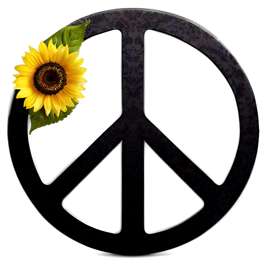 Peace Sign With Sunflowers Png Baj