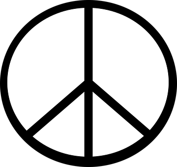 Peace Symbol Blackand White PNG with transparent background